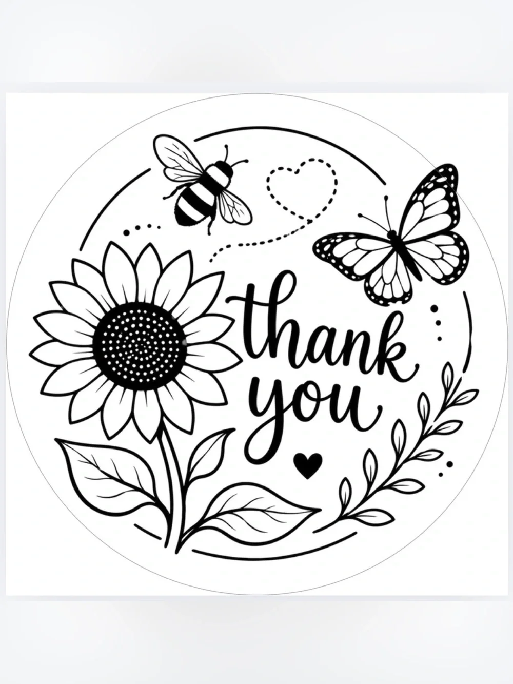 Handmade 50 Count Sunflower Thank You Stickers 2” x 2”